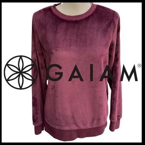 GAIAM Plum Plush Velvet Style Crewneck Sweatshirt (S)